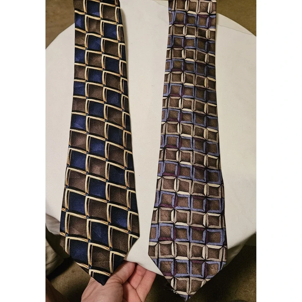 Ziggurat Mulberry Neckwear Silk‎ Necktie Tie Lot 2~Geometric